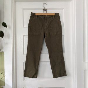 J. Crew Straight-Leg High Rise Crop Olive Jeans